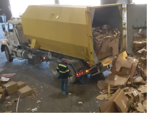 Truck with cardboard boxes